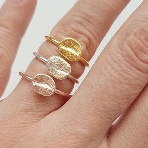 Sterling Silver Coffee Bean Ring | Coffee Ring | Barista ring | Dainty Stacking Ring | Coffee Lover  Ring
