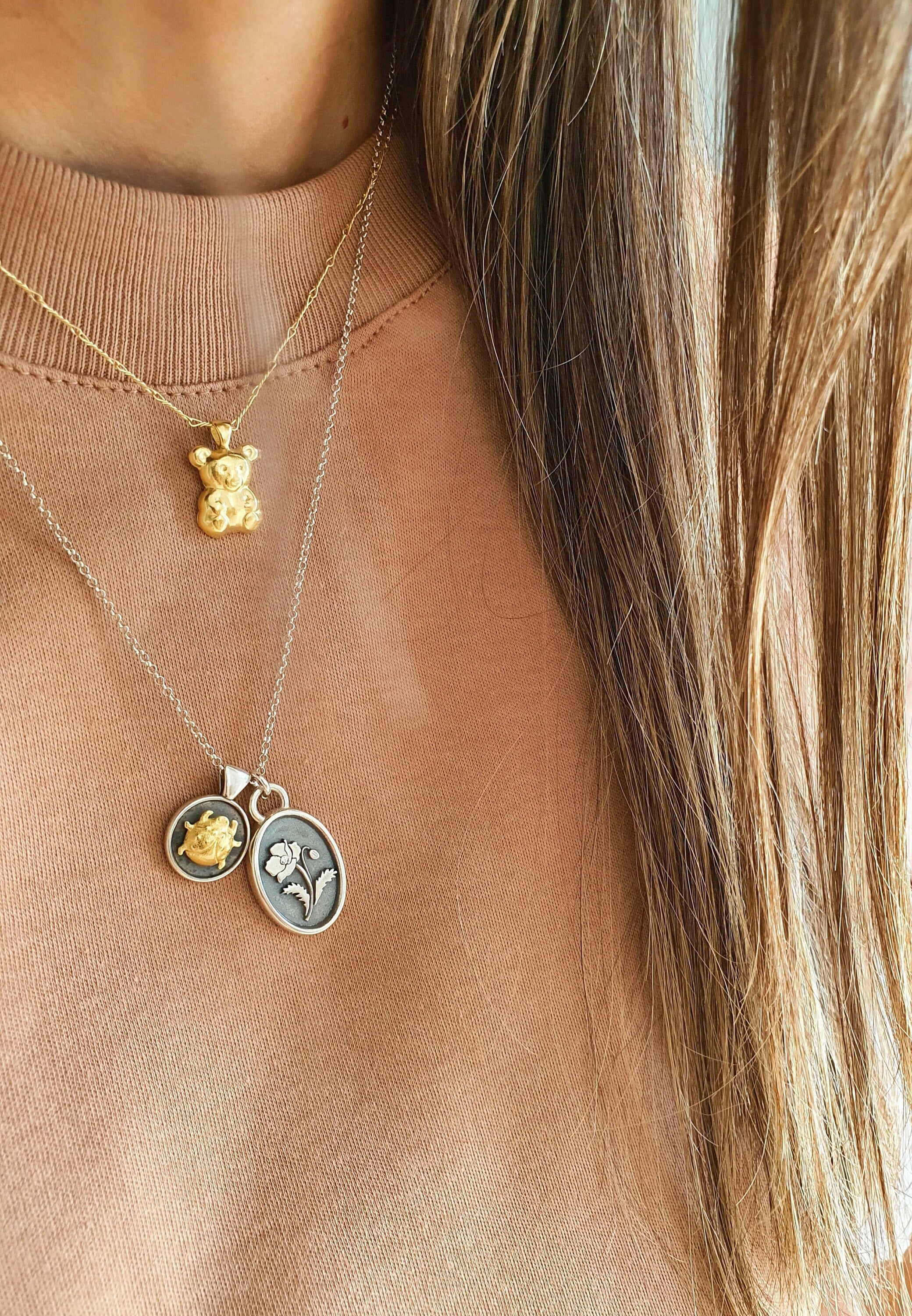 Sterling Silver Birthflower Pendant Necklace |Mother's Necklace | Family | Birthday Necklace | Bridesmaid Gift | Botanical Coin Necklace