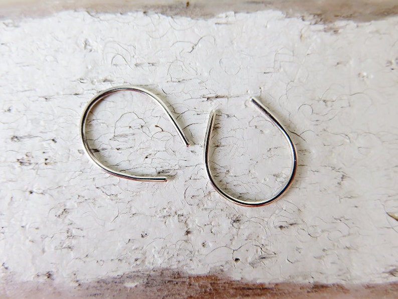 Upside Down Teardrop Hoop Horse Shoe Earrings-Minimal Earrings-Open Hoop-Sterling Silver,Oxidized Silver and Gold