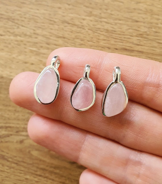 Rose Quartz Pendant Necklace |silver Pendant Boho Bohemian
