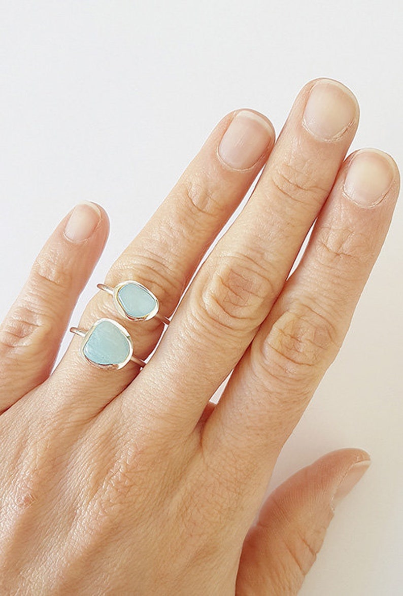 Rose Gold Vermeil Aquamarine Ring Raw Aquamarine Gemstone March Birthstone Pisces & Aries Stacking Ring Bohemian BohoDainty image 5