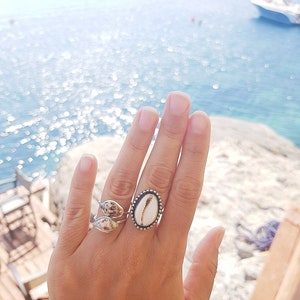 Sterling Silver Natural Sea Shell Ring |bohemian Ring |boho Jewelry ...