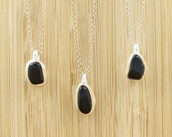 Black Tourmaline  Pendant Necklace |Silver Pendant | Gemstone Necklace | Boho | Bohemian |October Birthstone| Libra Birthstone