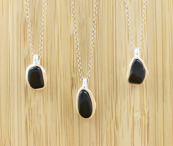 Black Tourmaline Pendant Necklace |Silver Pendant Gemstone Necklace  Boho Bohemian |October Birthstone| Libra Birthstone