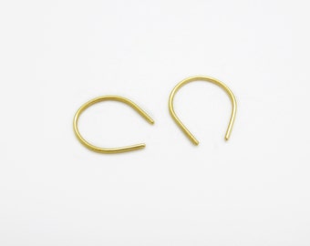 Ondersteboven Teardrop Hoop- Horse Shoe Oorbellen-Minimale Oorbellen-Open Hoop-Sterling Zilver, Geoxideerd Zilver en Goud