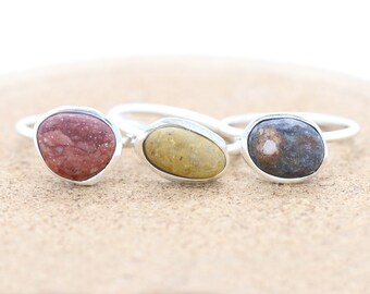 Sterling Silver Pebble Rings | Eco friendly ring | Beach Jewelry | Nature Inspired | Boho | Bohemian Rings |OOAK