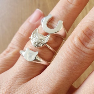 Sterling Silver Horseshoe Signet Ring, Good Luck Ring ,Lucky Charm Ring image 8