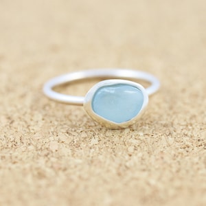 Rose Gold Vermeil Aquamarine Ring Raw Aquamarine Gemstone March Birthstone Pisces & Aries Stacking Ring Bohemian BohoDainty image 3