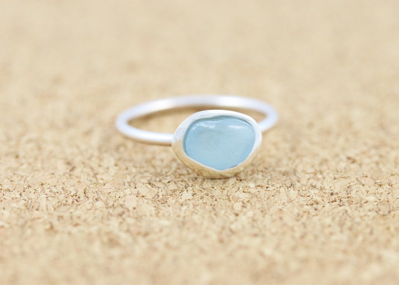 Rose Gold Vermeil Aquamarine Ring Raw Aquamarine Gemstone March Birthstone Pisces & Aries Stacking Ring Bohemian BohoDainty image 3