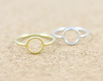 Sterling Silver Open Circle Ring | Round Ring | Disc | Minimal | Dainty | Stacking  | Geometric Ring |Modern