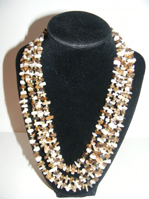 Vintage 5 Strand Polished stone chip necklace