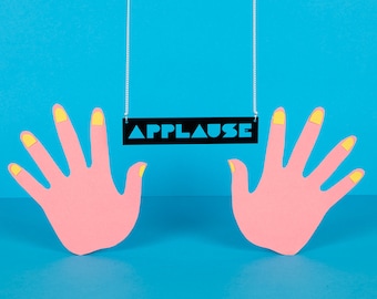 APPLAUSE Typographic black acrylic statement necklace