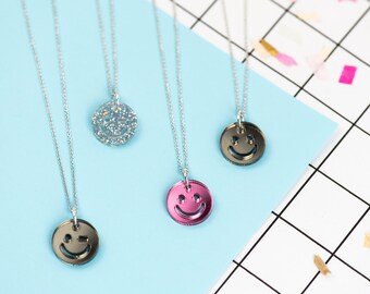 Smiley face acrylic necklace
