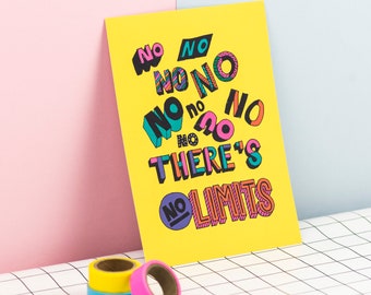 NO LIMITS hand drawn typographic positivity print