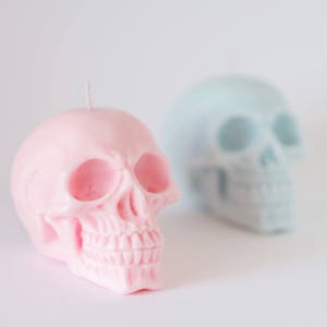 Pastel Skull Candle Duo | Set of two | Vegan | Aesthetic | Pastel Goth | Witchy | Pastel Halloween | Scented Skull