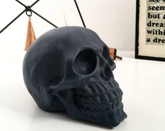 Matte Black Skull Candle - Soy wax candle - Vegan candle - Choose from over 30 scents! Skull decor /  Halloween  / Witchy