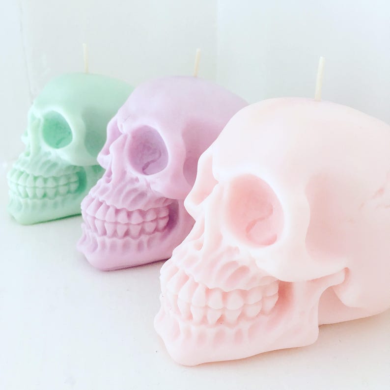 Pastel skull candles  set of two  100% soy-wax  vegan image 9