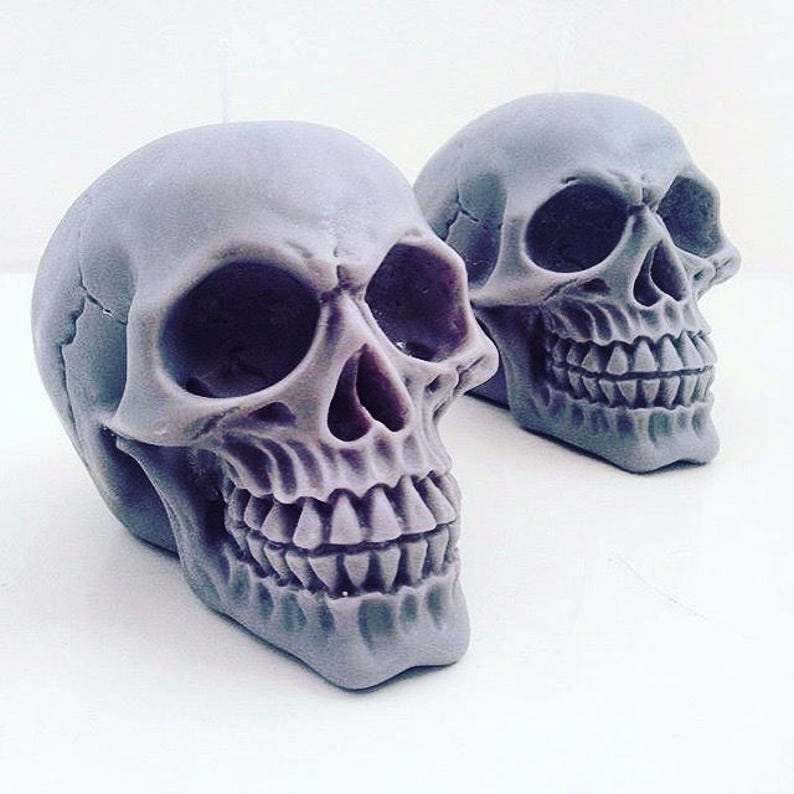 Pastel skull candles  set of two  100% soy-wax  vegan image 6