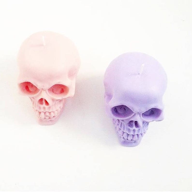 Pastel skull candles  set of two  100% soy-wax  vegan image 7