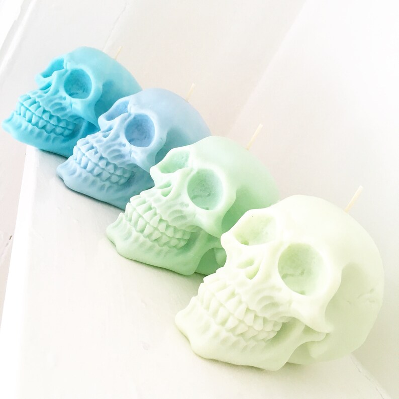 Pastel skull candles  set of two  100% soy-wax  vegan image 10