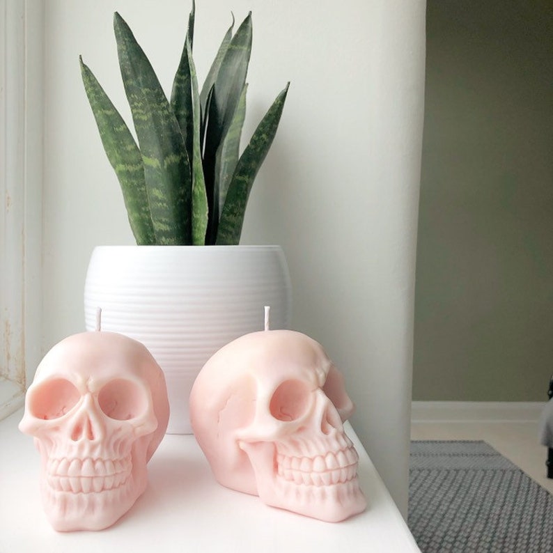 Pastel skull candles  set of two  100% soy-wax  vegan image 3