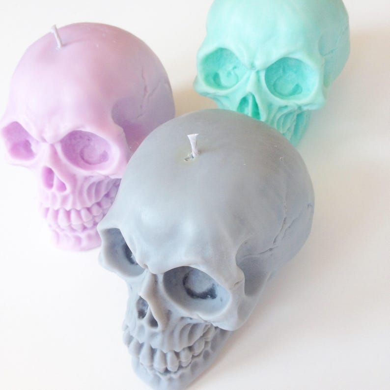 Pastel skull candles  set of two  100% soy-wax  vegan image 8