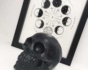 Large Black Skull candle - 100% soy wax - vegan candle - Halloween decor - black skull candle - gothic - witch