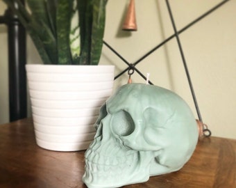 Sage Green Large Skull Candle - Limited Edition - Cleansing Candle