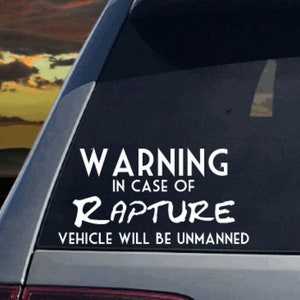Christian Window Decal - Vinyl Car Sticker - Warning - In Case of Rapture - Car Window Decal