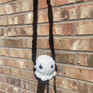 Handmade Crochet Ghost Car Swing Keychain Halloween Bag Clip and Car Hanger