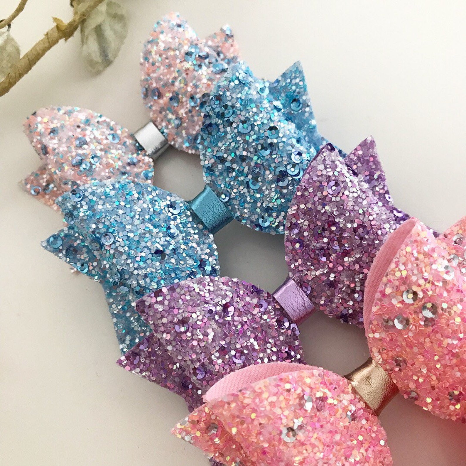 Sequin Glitter Hair Bow Glitter Bow Headband Bow Clip Etsy