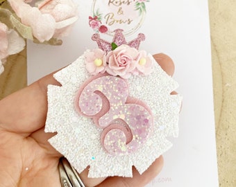 Geburtstagsabzeichen / Pinkes Geburtstagsabzeichen / Geburtstagsabzeichen Prinzessin / Geburtstagsaltersabzeichen - Glitzer Geburtstagsabzeichen - Mädchen Geburtstagsabzeichen