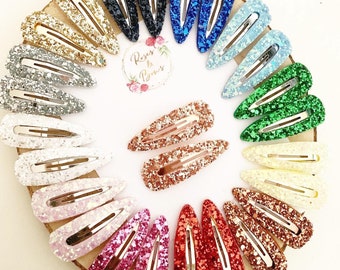 Glitter Snap Clip Set - Pair of Snap Clips - Sparkly Hair Clips - Fringe Clips