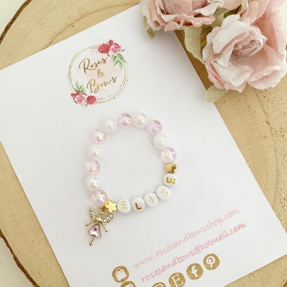 Eid Gift For Girls Charm Bracelet Younger Girls Pink and Diamante Bead –  Created by EllaRose