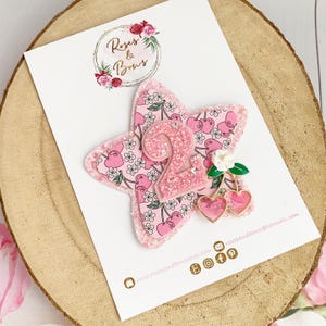 Birthday Badge - Cherry Birthday Badge - Glitter Birthday Badge - Birthday Button - 1st birthday, 2nd birthday etc - Girls Pin Badge