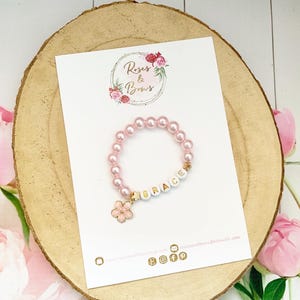 Flower Girl Bracelet - Beaded Name Bracelet - Bracelet - Girls Bead Bracelet - Stretch bead bracelet