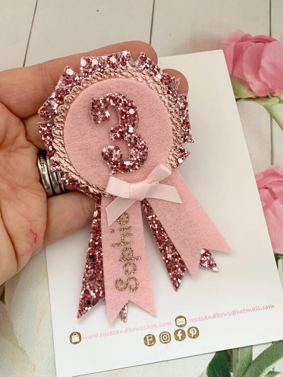 Pink Personalised Birthday Badge / Birthday Pin Badge / Glitter ...