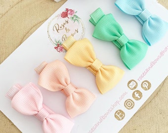 Kleine Haarschleife Set - Fransen Clips - Ripsband Clips - erste Clip Set - Kleinkind/Baby/Mädchen Clip Set Frühling Pastelle