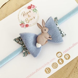 Small Bunny Bow Baby Bow Baby Headband Girl's Headband Bunny Rabbit Hair Accessory Easter Gift Blue