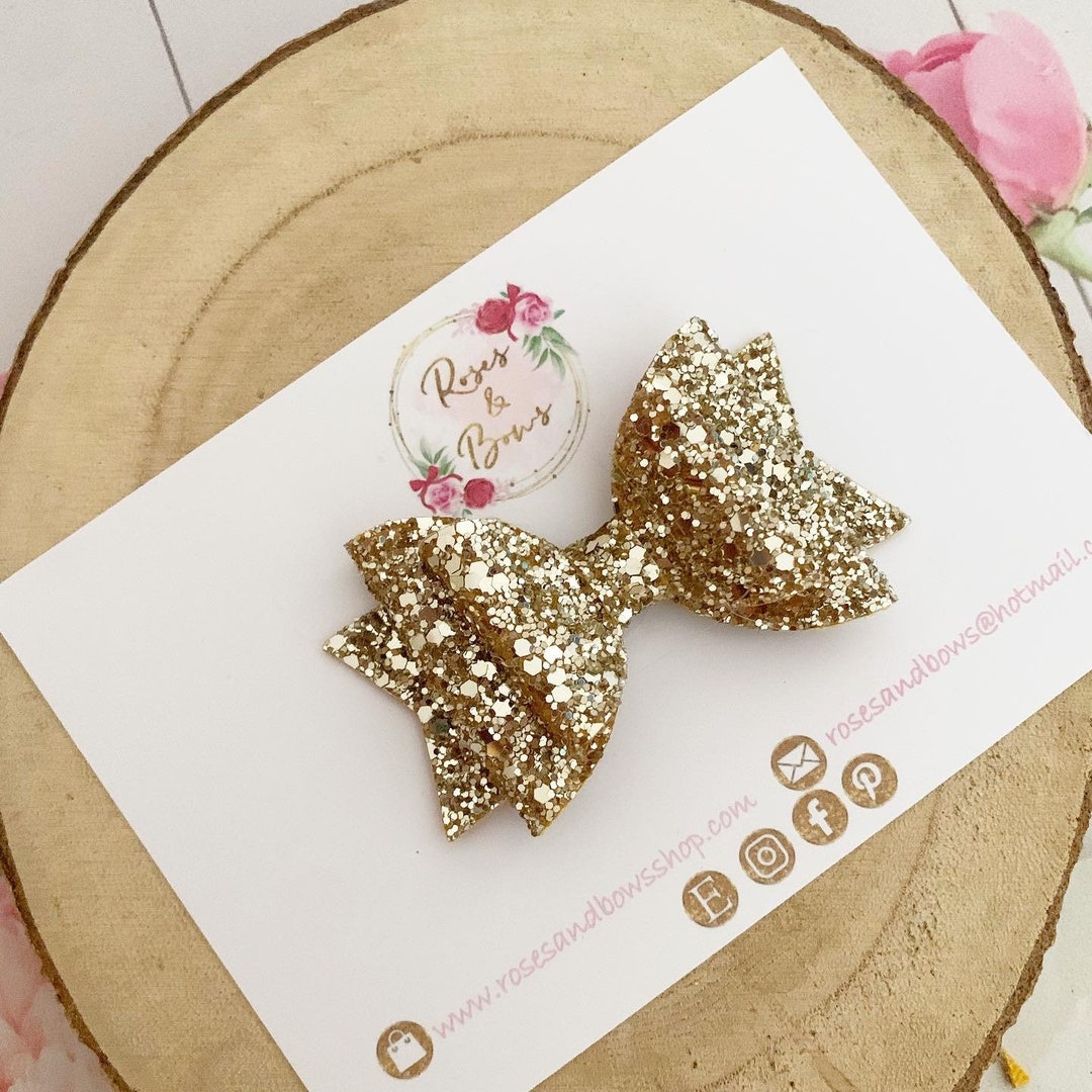 Gold Glitter Hair Bow Headband Pale Gold Glitter/ Bow Hair - Etsy Australia