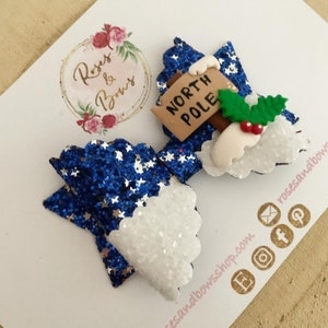 Lazo para el pelo del Polo Norte - Diadema con lazo navideño - Lazo para el pelo - Lazo con brillantina - Diadema para bebé - Diadema para niña