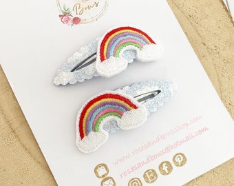 Rainbow Snap Clip Set - Pair of Snap Clips - Hair Clips - raimbow hair clips - Rainbow baby