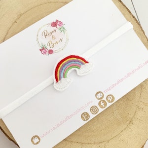 Bright Rainbow embroidered hair clip - small rainbow headband - tiny  rainbow  - Baby Headband - Girls Headband - Rainbow