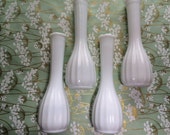 Vintage CLG Company Milk Glass Fluted Vases 4 Wedding Bridal Garden