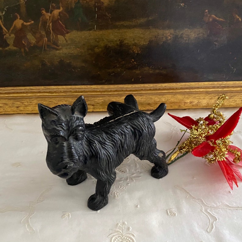 Vintage Cast Iron Black Scottie Dog Door Stop Figurines & Knick Knacks