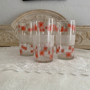 SALE***Vintage Libby&#39;s Pink Theme Tumblers Set of 4  Barware/Lemonade/ Summer Glassware