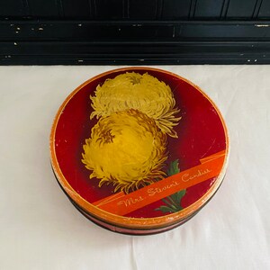 Vintage Mrs. Stevens Candy Tin: Fall Floral Decor