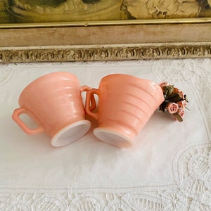 Vintage Pink Milk Glass Creamer & Sugar Bowl Mid Century 1950s