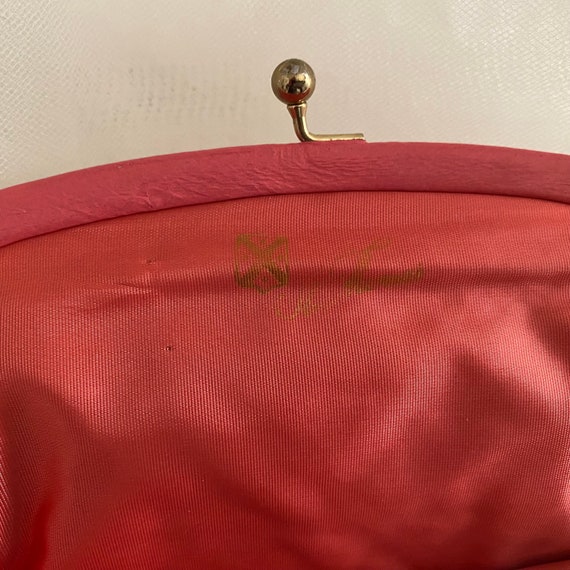 Vintage Bubble Gum Pink  Leather Clutch Handbag 1… - image 5