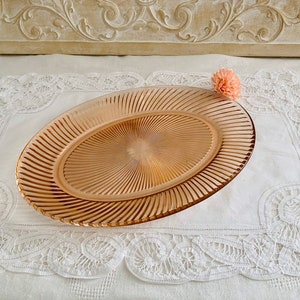 SALE***Elegant Pink Depression Glass Platter  Cake/Dessert Server 1940s/ Baby Shower/ Bridal Shower
